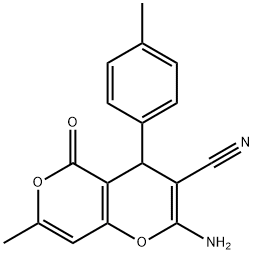 4H,5H-PYRANO[4,3-B]PYRAN-3-CARBONITRILE, 2-AMINO-7-METHYL-4-(4-METHYLPHENYL)-5-OXO- Struktur