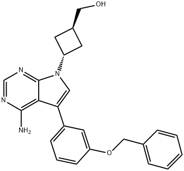 CyclobutaneMethanol, 3-[4-aMino-5-[3-(phenylMethoxy)phenyl]-7H-pyrrolo[2,3-d]pyriMidin-7-yl]-, trans- 结构式