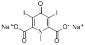 1,4-ジヒドロ-3,5-ジヨード-1-メチル-4-オキソ-2,6-ピリジンジカルボン酸 化学構造式