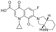 3-Quinolinecarboxylic acid, 1-cyclopropyl-6-fluoro-1,4-dihydro-8-Methoxy-7-[(4aS,7aS)-octahydro-6H-pyrrolo[3,4-b]pyridin-6-yl]-4-oxo- Struktur