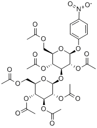 4-硝基苯基 3-O-(2,3,4,6-四-O-乙酰基-BETA-D-吡喃葡萄糖基)-BETA-D-吡喃葡萄糖苷 2,4,6-三乙酸酯 结构式