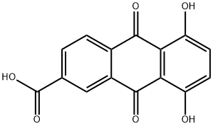 9,10-ジヒドロ-5,8-ジヒドロキシ-9,10-ジオキソ-2-アントラセンカルボン酸 化学構造式