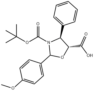 (4S,5R)-3-tert-butoxycarbony-2-(4-anisy)-4-phenyl-5-oxazolidinecarboxylic acid  Structure