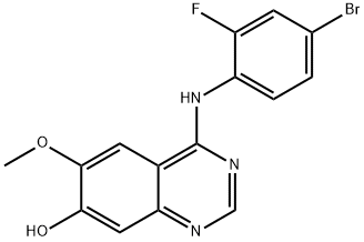4-[(4-ブロモ-2-フルオロフェニル)アミノ]-6-メトキシ-7-キナゾリノール 化学構造式