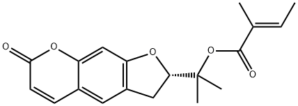 (E)-2-メチル-2-ブテン酸1-[(S)-2,3-ジヒドロ-7-オキソ-7H-フロ[3,2-g][1]ベンゾピラン-2-イル]-1-メチルエチル 化学構造式