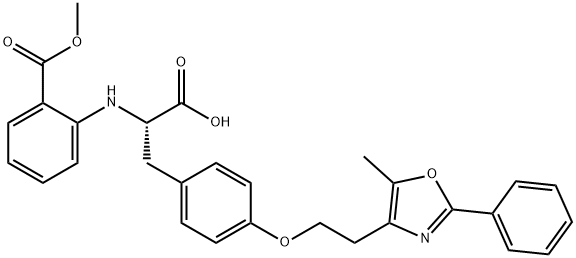 (S)-2-(1-CARBOXY-2-(4-[2-(5-METHYL-2-PHENYLOXAZOL-4-YL)ETHOXY]PHENYL)ETHYLAMINO)BENZOIC ACID METHYL ESTER Structure