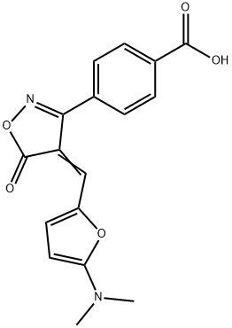 Benzoic  acid,  4-[4-[[5-(dimethylamino)-2-furanyl]methylene]-4,5-dihydro-5-oxo-3-isoxazolyl]- 化学構造式