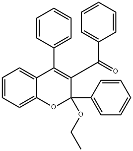 2-エトキシ-3-ベンゾイル-2,4-ジフェニル-2H-1-ベンゾピラン 化学構造式
