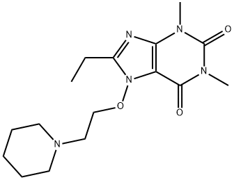 Theophylline, 8-ethyl-7-(2-piperidinoethoxy)- 化学構造式
