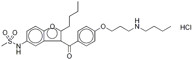 N-[2-丁基-3-[4-[3-(丁基氨基)丙氧基]苯甲酰基]-5-苯并呋喃基]甲磺酰胺盐酸盐, 197431-02-0, 结构式