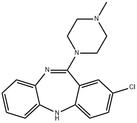 2-クロロ-11-(4-メチルピペラジノ)-5H-ジベンゾ[b,e][1,4]ジアゼピン 化学構造式