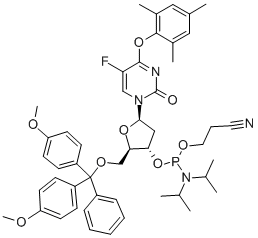 5'-O-(4,4'-DIMETHOXYTRITYL)-5-FLUORO-O4-(2,4,6-TRIMETHYLPHENYL)-2'-DEOXYURIDINE, 3'-[(2-CYANOETHYL)-(N,N-DIISOPROPYL)]PHOSPHORAMIDITE Structure