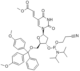 5-(E-2-CARBOMETHOXYVINYL)-5'-O-(4,4'-DIMETHOXYTRITYL)-2'-DEOXYURIDINE, 3'-[(2-CYANOETHYL)-(N,N-DIISOPROPYL)]PHOSPHORAMIDITE 化学構造式