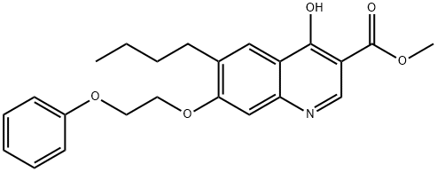 6-butyl-4-hydroxy-3-methoxycarbonyl-7-beta-phenoxyethoxyquinoline 化学構造式