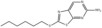 5-アミノ-2-(ヘキシルチオ)チアゾロ[5,4-d]ピリミジン 化学構造式