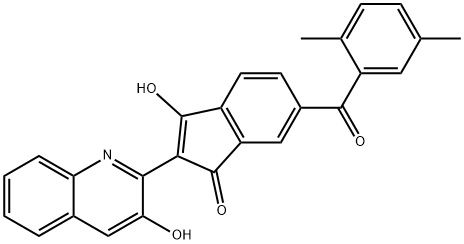 6-(2,5-Dimethylbenzoyl)-3-hydroxy-2-(3-hydroxy-2-quinolinyl)-1H-inden-1-one Structure