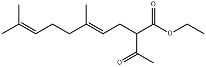 4,8-Decadienoic acid, 2-acetyl-5,9-dimethyl-, ethyl ester, (E)- Structure