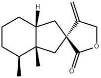 (3R,3'aR,7'aβ)-3'aβ,4'β-ジメチル-4-メチレンスピロ[オキソラン-3,2'-ヒドリンダン]-2-オン 化学構造式