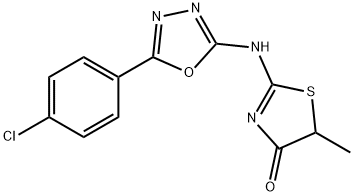 2-((5-(4-Chlorophenyl)-1,3,4-oxadiazol-2-yl)amino)-5-methyl-4(5H)-thia zolone 结构式