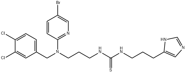 1-[3-(5-イミダゾリジニル)プロピル]-3-[3-[(5-ブロモ-2-ピリジニル)(3,4-ジクロロベンジル)アミノ]プロピル]チオ尿素 化学構造式