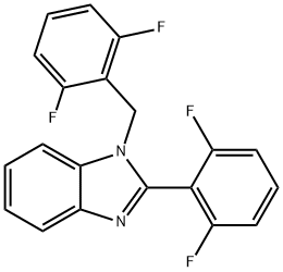 2-(2,6-difluorophenyl)-1-[(2,6-difluorophenyl)methyl]benzoimidazole Struktur