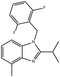 1-((2,6-Difluorophenyl)methyl)-4-methyl-2-(methylethyl)benzimidazole Struktur
