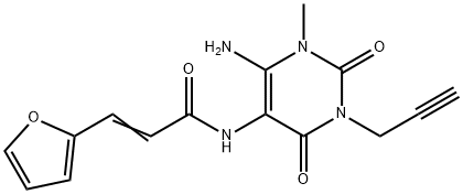 199680-90-5 2-Propenamide,  N-[6-amino-1,2,3,4-tetrahydro-1-methyl-2,4-dioxo-3-(2-propynyl)-5-pyrimidinyl]-3-(2-furanyl)-  (9CI)