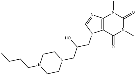 7-[3-(4-ブチル-1-ピペラジニル)-2-ヒドロキシプロピル]-3,7-ジヒドロ-1,3-ジメチル-1H-プリン-2,6-ジオン 化学構造式