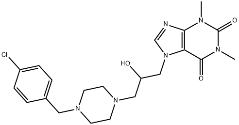 7-[3-[4-(4-クロロフェニルメチル)-1-ピペラジニル]-2-ヒドロキシプロピル]-1,3-ジメチル-7H-プリン-2,6(1H,3H)-ジオン 化学構造式