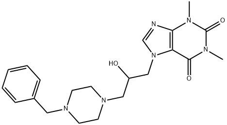 3,7-ジヒドロ-7-[2-ヒドロキシ-3-[4-(フェニルメチル)-1-ピペラジニル]プロピル]-1,3-ジメチル-1H-プリン-2,6-ジオン 化学構造式