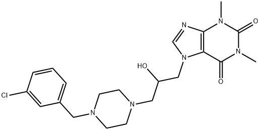 7-[3-[4-(3-クロロベンジル)-1-ピペラジニル]-2-ヒドロキシプロピル]-1,3-ジメチル-7H-プリン-2,6(1H,3H)-ジオン 化学構造式