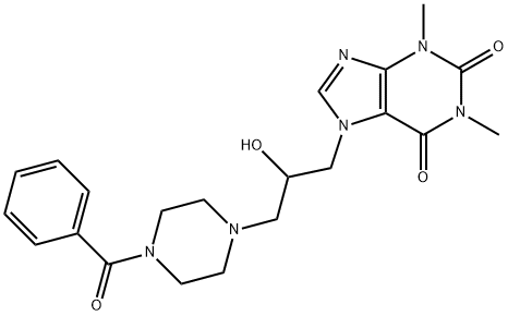 7-[3-(4-ベンゾイル-1-ピペラジニル)-2-ヒドロキシプロピル]-1,3-ジメチル-7H-プリン-2,6(1H,3H)-ジオン 化学構造式