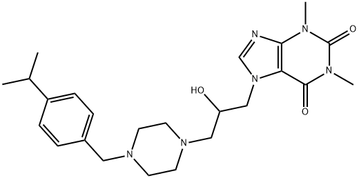 7-[3-[4-(p-イソプロピルベンジル)-1-ピペラジニル]-2-ヒドロキシプロピル]-1,3-ジメチル-7H-プリン-2,6(1H,3H)-ジオン 化学構造式