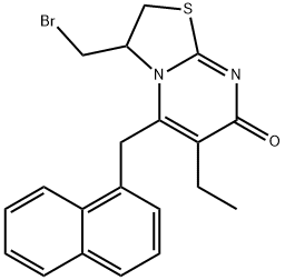 7H-Thiazolo[3,2-a]pyrimidin-7-one, 3-(bromomethyl)-6-ethyl-2,3-dihydro -5-(1-naphthalenylmethyl)- 化学構造式