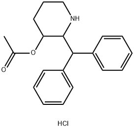 3-Piperidinol, 2-(diphenylmethyl)-, acetate (ester), hydrochloride, (- )- Struktur