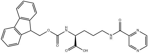 N-芴甲氧羰基-N'-哌嗪基羰基-L-鸟氨酸 结构式