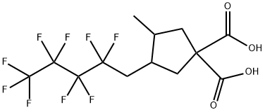 3-(1H,1H-ノナフルオロペンチル)-4-メチルシクロペンタン-1,1-二カルボン酸 化学構造式