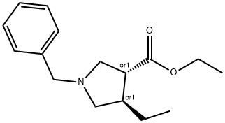 trans-3-Pyrrolidinecarboxylic acid, 4-ethyl-1-(phenylmethyl)-, ethyl ester|(3R,4R)-1-苄基-4-乙基-3-吡咯烷羧酸乙酯