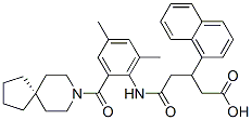 ナトリウム (3R)-4-[(2-{8-アザスピロ[4.5]デカン-8-カルボニル}-4,6-ジメチルフェニル)カルバモイル]-3-(ナフタレン-1-イル)ブタノアート 化学構造式