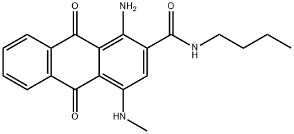 1-amino-N-butyl-9,10-dihydro-4-(methylamino)-9,10-dioxoanthracene-2-carboxamide Struktur