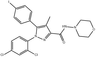1-(2,4-二氯苯基)-5-(4-碘苯基)-4-甲基-N-吗啉-1H-吡唑-3-甲酰胺,202463-68-1,结构式