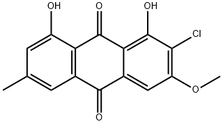 1,8-ジヒドロキシ-3-メチル-6-メトキシ-7-クロロアントラセン-9,10-ジオン 化学構造式
