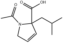1H-Pyrrole-2-carboxylic  acid,  1-acetyl-2,5-dihydro-2-(2-methylpropyl)- Struktur