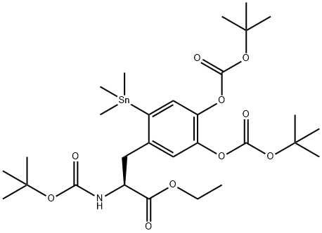 N-(tert-butoxycarbonyl)-3,4-di(tert-butoxycarbonyloxy)-6-(trimethylstannyl)-L-phenylalanine ethyl ester,203398-46-3,结构式