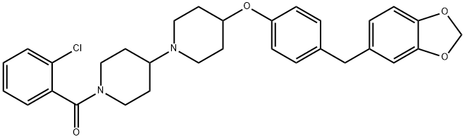 1,4-Bipiperidine, 4-4-(1,3-benzodioxol-5-ylmethyl)phenoxy-1-(2-chlorobenzoyl)- 结构式