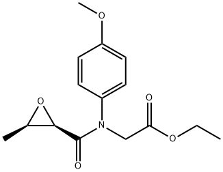 Ethyl 2-((2R,3S)-N-(4-methoxyphenyl)-3-methyloxirane-2-carboxamido)acetate 化学構造式