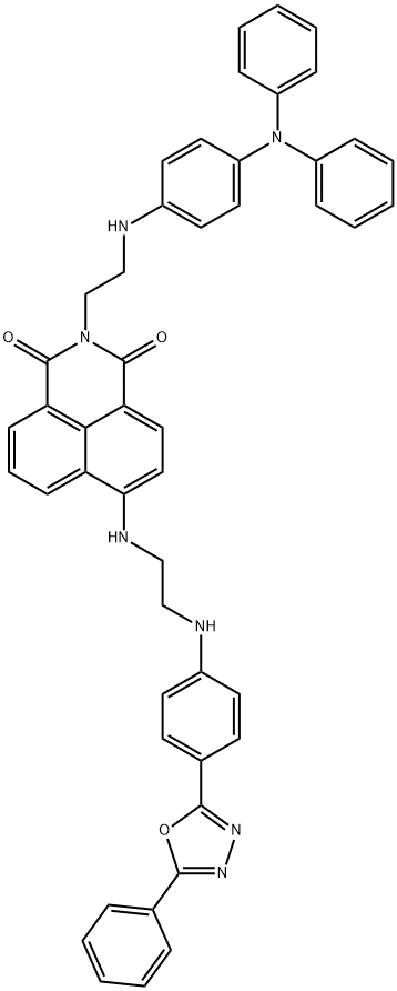 2-2-(4-Diphenylaminophenylamino)ethyl-6-{2-4-(5-phenyl-1,3,4oxadiazol-2-yl)-phenylaminoethylamino}-benzodeisoquinoline-1,3-dione 化学構造式