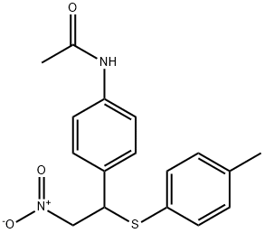 N-[4-[1-[(4-メチルフェニル)チオ]-2-ニトロエチル]フェニル]アセトアミド 化学構造式