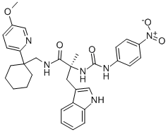 (2S)-3-(1H-INDOL-3-YL)-N-[[1-(5-METHOXYPYRIDIN-2-YL)CYCLOHEXYL]METHYL]-2-METHYL-2-[(4-NITROPHENYL)CARBAMOYLAMINO]PROPANAMIDE 结构式