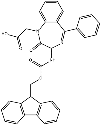 1H-1,4-Benzodiazepine-1-aceticacid,3-[[(9H-fluoren-9-ylmethoxy)carbonyl]amino]-2,3-dihydro-2-oxo-5-phenyl-(9CI)|芴甲氧羰基-3-氨基-N-1-羧甲基-2-氧代-5-苯基-1,4-苯并二氮杂